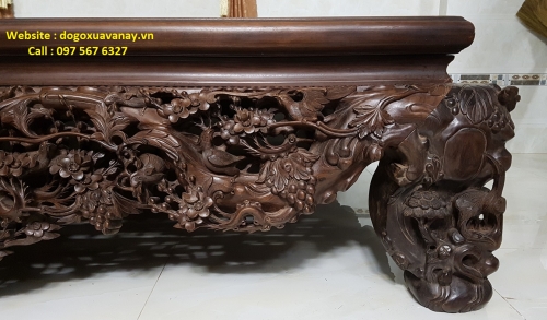 Sập Gỗ Gụ Mật - Chạm Kênh Bong Mai Điểu 