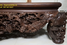 Sập Gỗ Gụ Mật - Chạm Kênh Bong Mai Điểu 