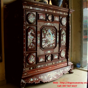 Tủ thờ gỗ cẩm lai - Cẩn Ốc Nhị Thập Tứ Hiếu 