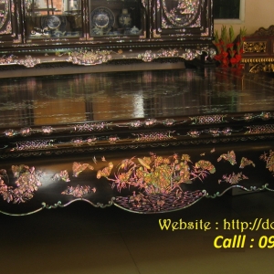 Sập Gỗ Gụ Mật Cẩn Ốc Đẹp Kinh Điển - Tích Bảo Áp Xuyên Liên . ( Sen Vịt ) 