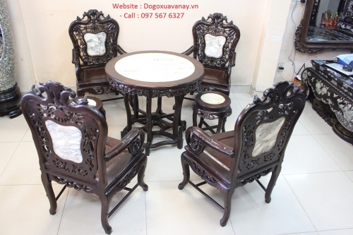 Bộ Bàn ghế Trúc Kép  Gỗ Gụ Mật - Giao lưu giá rẻ 