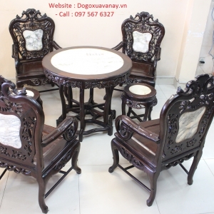 Bộ Bàn ghế Trúc Kép  Gỗ Gụ Mật - Giao lưu giá rẻ 