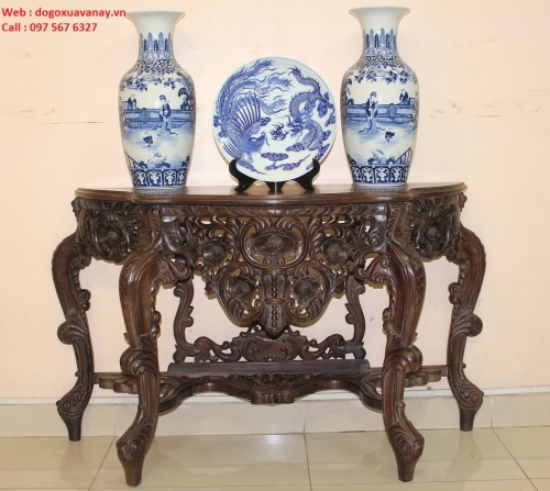 Bàn Bán Nguyệt - Chạm Hoa Lá Tây - Chỉ có 1 Đôi . 