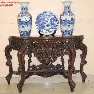 Bàn Bán Nguyệt - Chạm Hoa Lá Tây - Chỉ có 1 Đôi . 