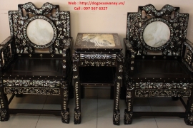 Bộ Ghế Vách Tàu Cẩn Ốc Xà Cừ 7 Món .