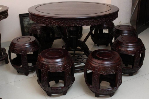 Bộ Bàn Ghế Gỗ Trắc - Đôn Trống