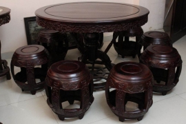 Bộ Bàn Ghế Gỗ Trắc - Đôn Trống