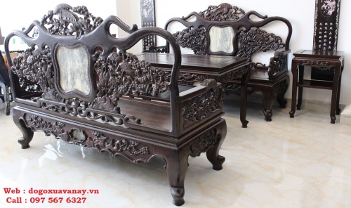 Bộ Trường Gỗ Gụ Mật Vân Đẹp - Chạm Tích Tùng Hạc