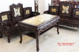 Bộ Trường Kỷ Gỗ Cẩm Lai - Đục Trúc Cài Nho - Kinh Điển 