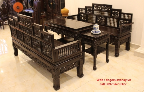Bộ Trường Kỷ Song Tiện - Ngũ Sơn - Gỗ Gụ Ta . 