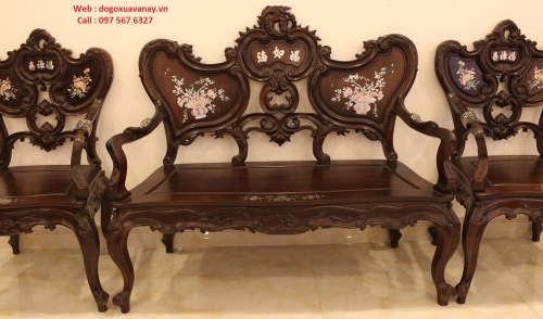 Bộ Ghế Luois 9 Món Dáng Cực Độc - Có Khảm Ốc .
