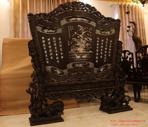 Tấm Bình Phong Lớn - Bách Điểu Trầu Hoàng . 