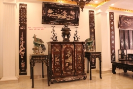 Tủ thờ cổ gỗ Trắc - Cẩn Ốc Đẹp Kinh Điển 