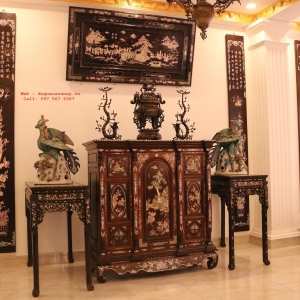 Tủ thờ cổ gỗ Trắc - Cẩn Ốc Đẹp Kinh Điển 