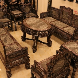 Trường Kỷ Tàu Cẩn Ốc Gỗ Cẩm Lai - 9 Món 