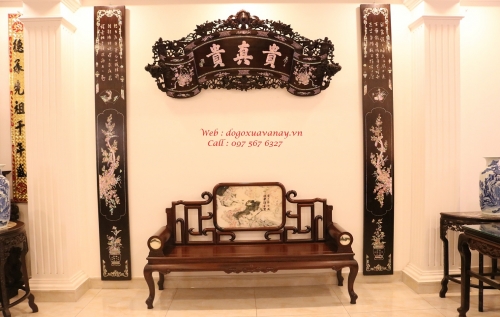 Bộ Bàn Ghế Phương Kỷ Gỗ Gụ Ta 5 Món . 
