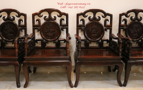 Bộ Bàn Ghế Mỏ Móc 8 Món Gỗ Trắc - Bàn Vuông 
