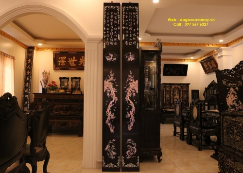 Câu Đối Khảm Ốc Đẹp - Mai Treo Rất Nghệ Thuật . 