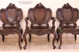 Bộ Ghế Luois 3 Buồng Gỗ Gụ Ta .