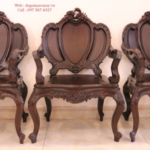 Bộ Ghế Luois 3 Buồng Gỗ Gụ Ta . 