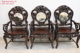 Trúc Kép 9 Món Bàn Tròn 1m20 Gỗ Gụ Ta .