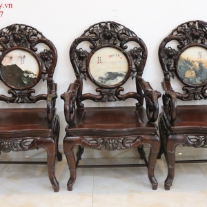 Trúc Kép 9 Món Bàn Tròn 1m20 Gỗ Gụ Ta . 