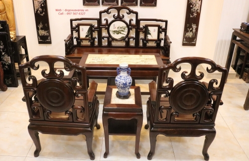 Bộ Bàn Ghế Mỏ Móc 6 Món Gỗ Gụ Ta - Cuối Tháng 7 - 2019