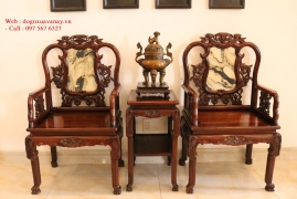 Bộ Bàn Ghế Gỗ Cẩm Lai Vách Tàu 7 Món .