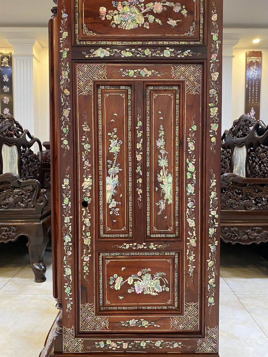 Cây tủ thờ xưa gỗ cẩm khảm ốc