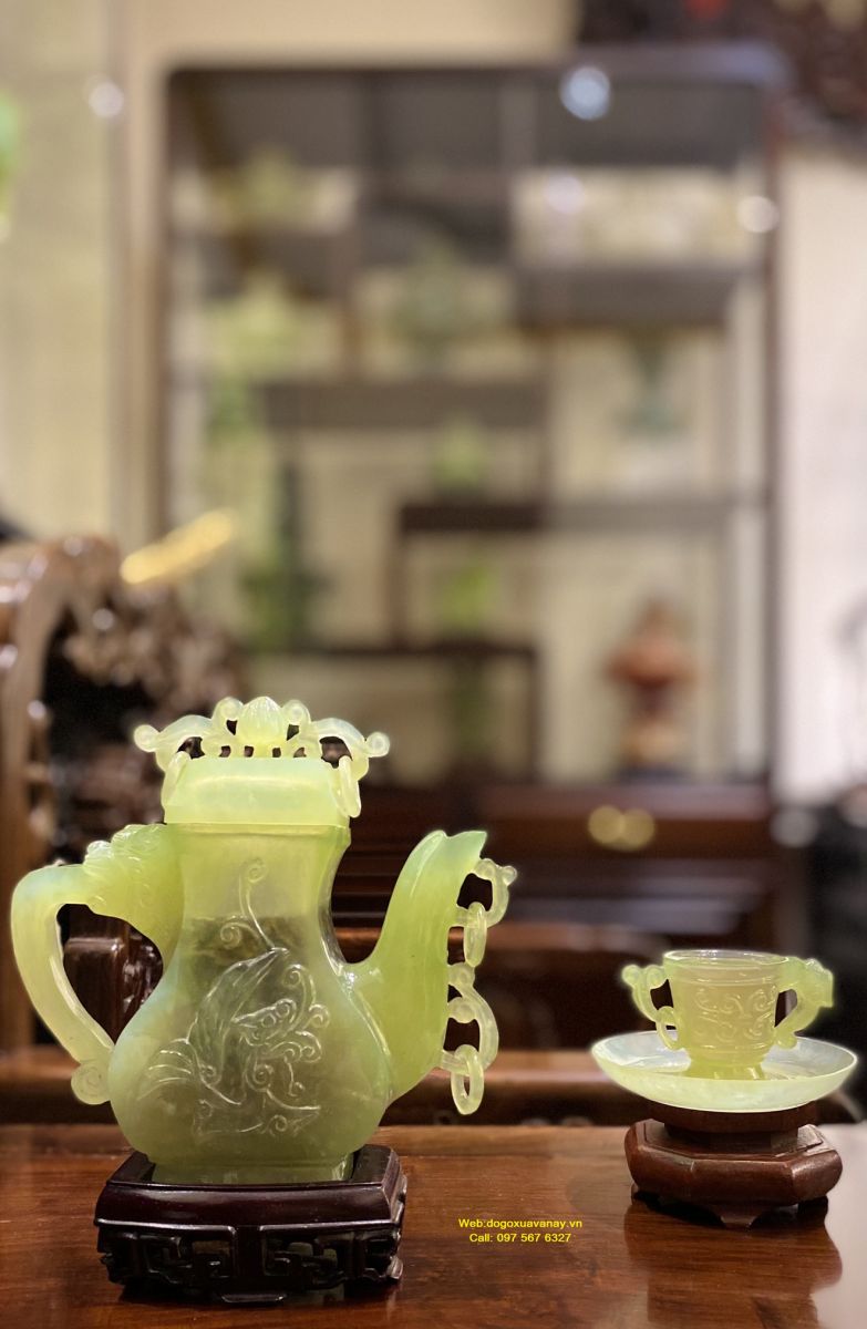 bộ ly uống trà bằng ngọc xịn