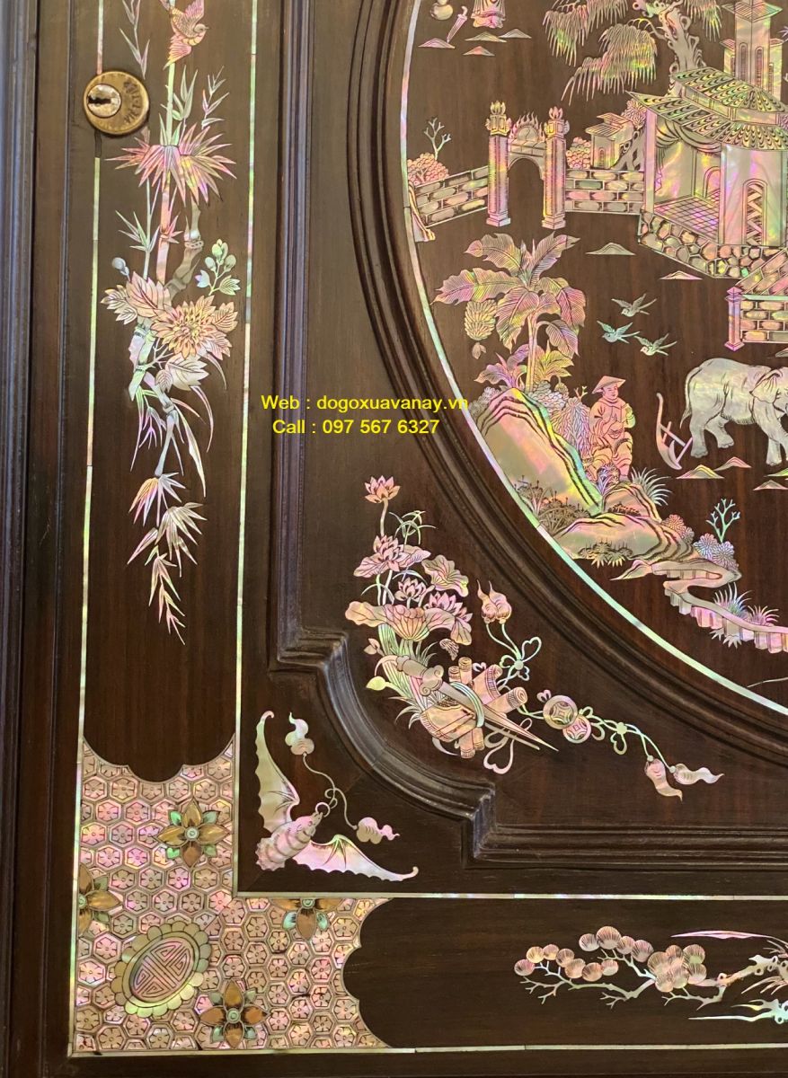 Tủ thờ cẩn ốc gỗ trắc ở tphcm