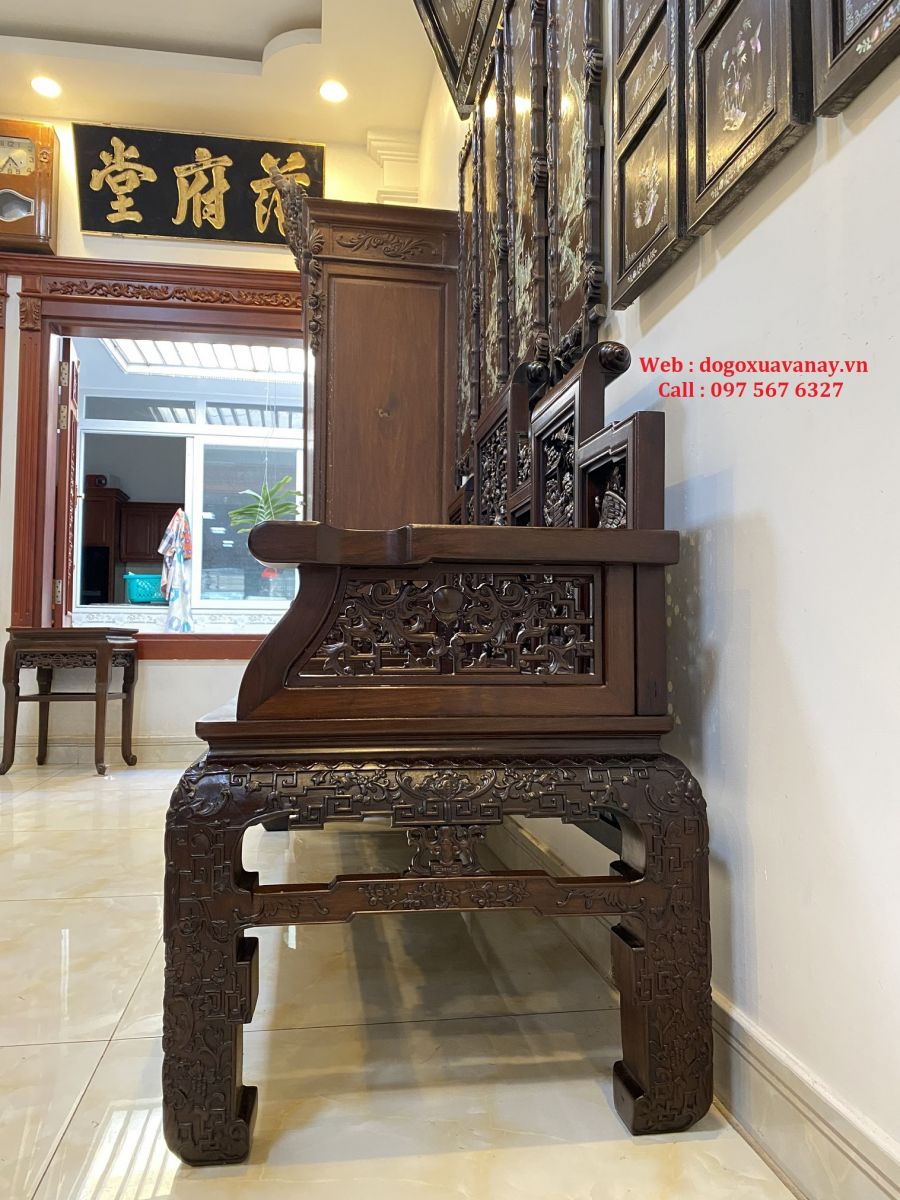 tràng kỷ huế chạm đẹp gỗ gụ