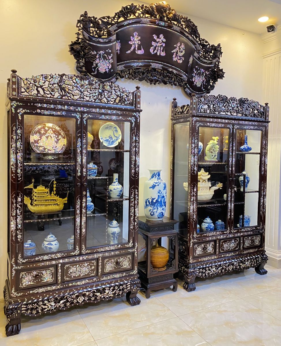 tủ rượu kiểu cổ khảm ốc ở tphcm