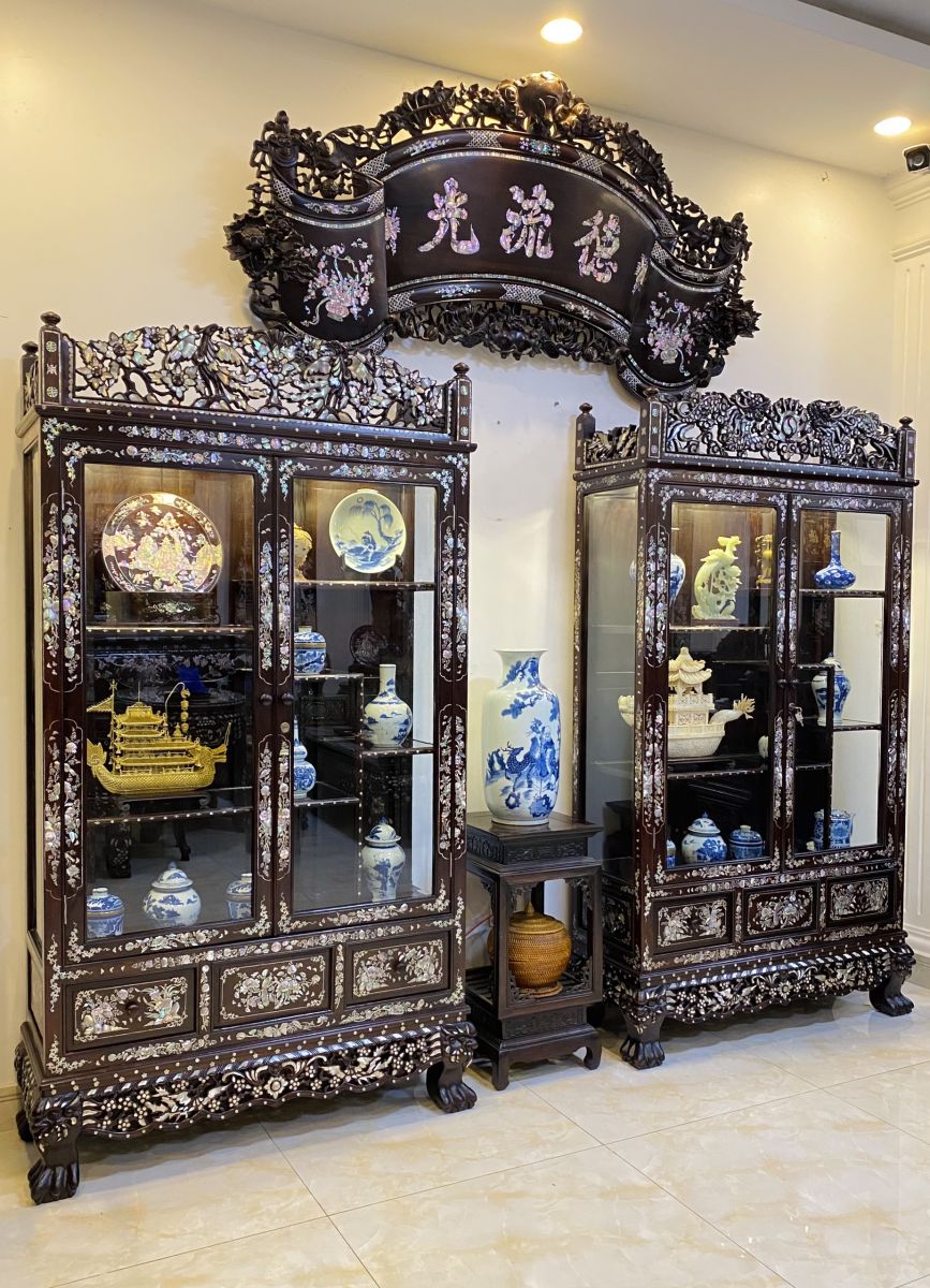 tủ trưng bày nhà cổ khảm ốc