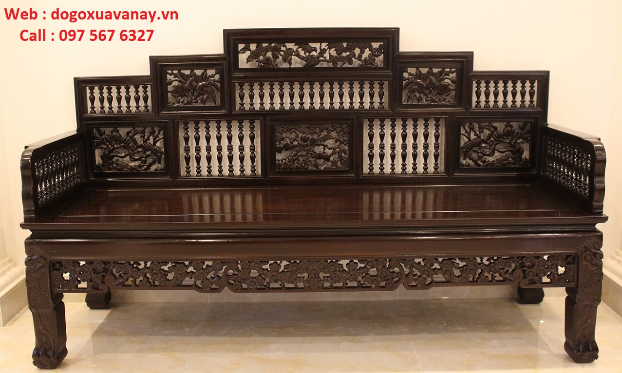 trường kỷ song tiện gỗ gụ